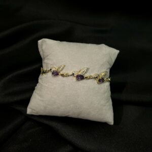 Pulsera Pajaritos y Acentos de Circones Morados