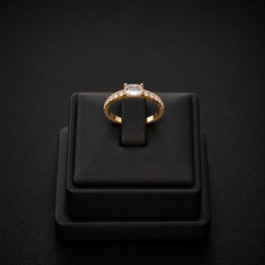 Anillo Solitario Pavé en Oro 18K – Talla 11 (1.4 gramos)